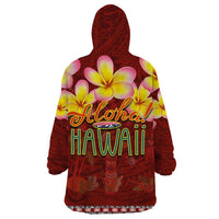Aloha Plumeria Flowers Wearable Blanket Hoodie With Hawaiian Style Tapa Tribal LT03 - Polynesian Pride