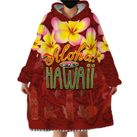 Aloha Plumeria Flowers Wearable Blanket Hoodie With Hawaiian Style Tapa Tribal LT03 - Polynesian Pride