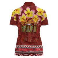 Aloha Plumeria Flowers Women Polo Shirt With Hawaiian Style Tapa Tribal