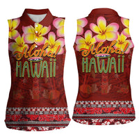 Aloha Plumeria Flowers Women Sleeveless Polo Shirt With Hawaiian Style Tapa Tribal LT03 - Polynesian Pride