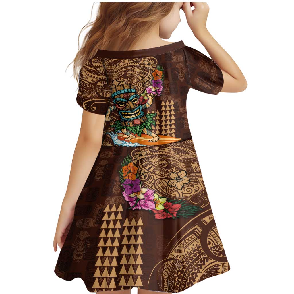 Hawaiian Tiki Mask Surfing Kakau Pattern Family Matching Mermaid Dress and Hawaiian Shirt LT03 - Polynesian Pride