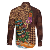 Hawaiian Tiki Mask Surfing Kakau Pattern Family Matching Puletasi and Hawaiian Shirt LT03 - Polynesian Pride