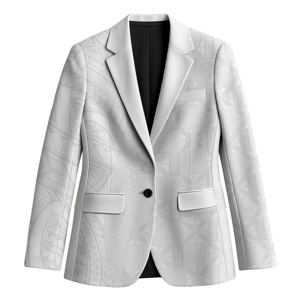 Niue White Sunday Blazer Hiapo Tribal Art Tattoos - Polynesian Pride