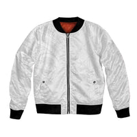 Niue White Sunday Bomber Jacket Hiapo Tribal Art Tattoos - Polynesian Pride