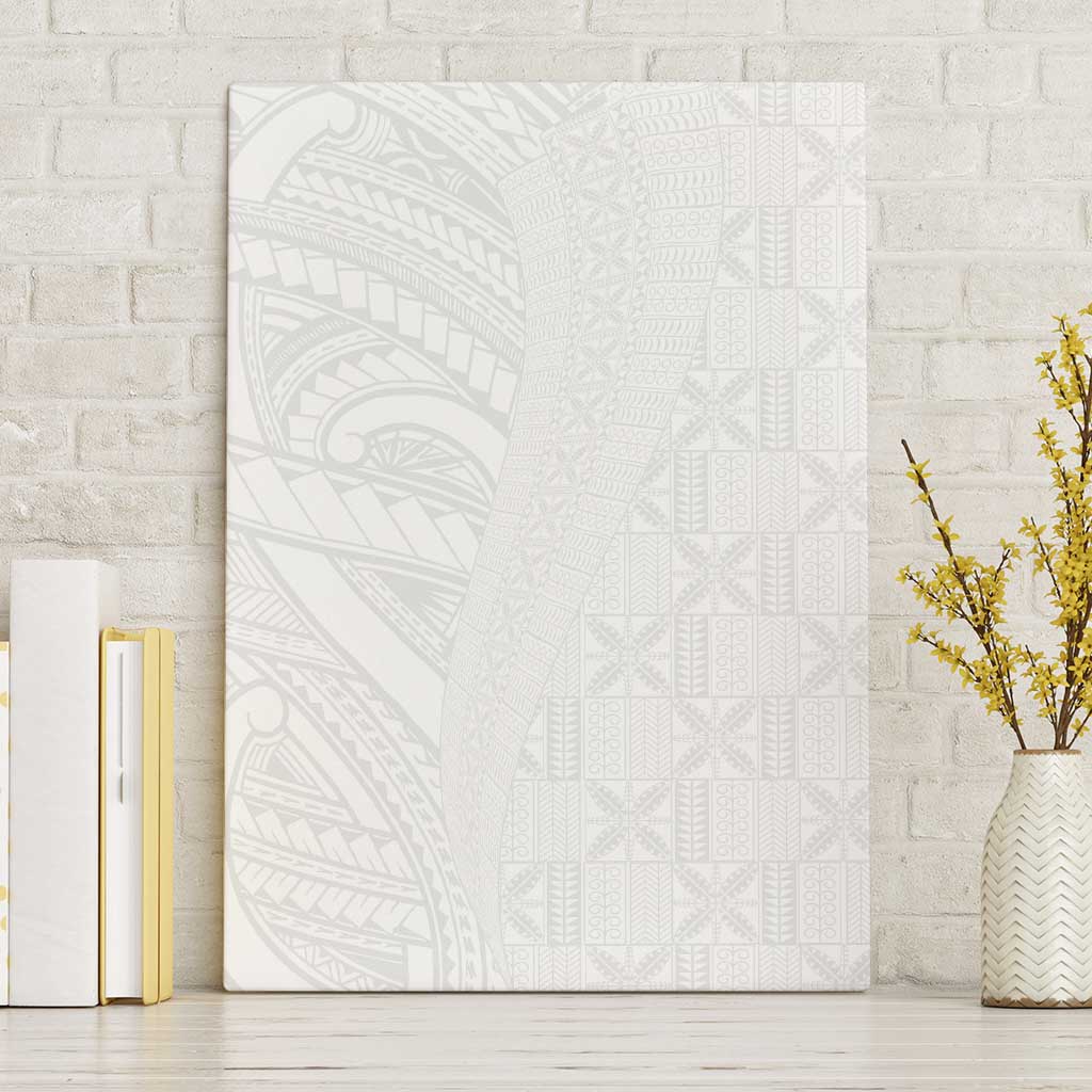 Niue White Sunday Canvas Wall Art Hiapo Tribal Art Tattoos - Polynesian Pride
