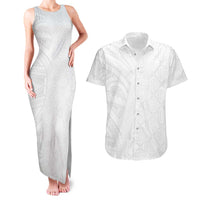 Niue White Sunday Couples Matching Tank Maxi Dress and Hawaiian Shirt Hiapo Tribal Art Tattoos LT03 White - Polynesian Pride