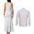 Niue White Sunday Couples Matching Tank Maxi Dress and Long Sleeve Button Shirt Hiapo Tribal Art Tattoos - Polynesian Pride