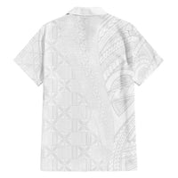 Niue White Sunday Family Matching Off Shoulder Maxi Dress and Hawaiian Shirt Hiapo Tribal Art Tattoos LT03 - Polynesian Pride
