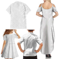 Niue White Sunday Family Matching Summer Maxi Dress and Hawaiian Shirt Hiapo Tribal Art Tattoos LT03 - Polynesian Pride