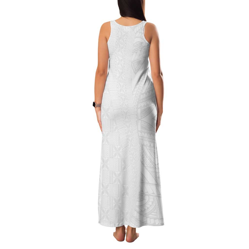 Niue White Sunday Family Matching Tank Maxi Dress and Hawaiian Shirt Hiapo Tribal Art Tattoos LT03 - Polynesian Pride