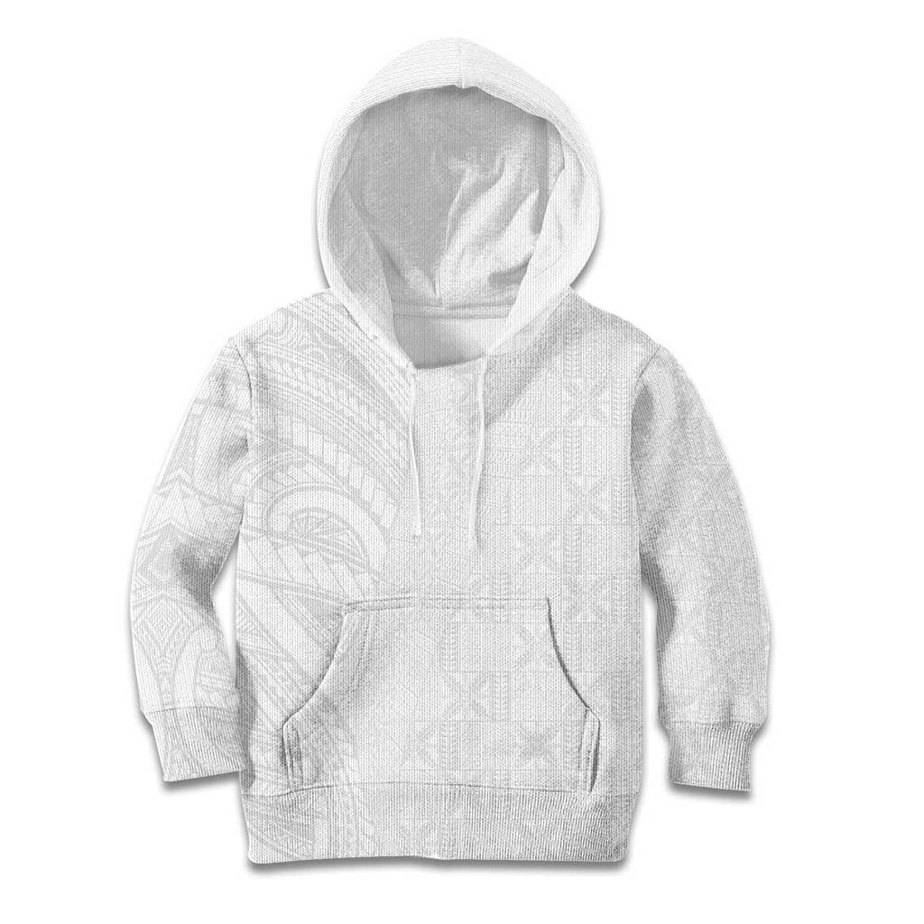 Niue White Sunday Kid Hoodie Hiapo Tribal Art Tattoos LT03 Hoodie White - Polynesian Pride