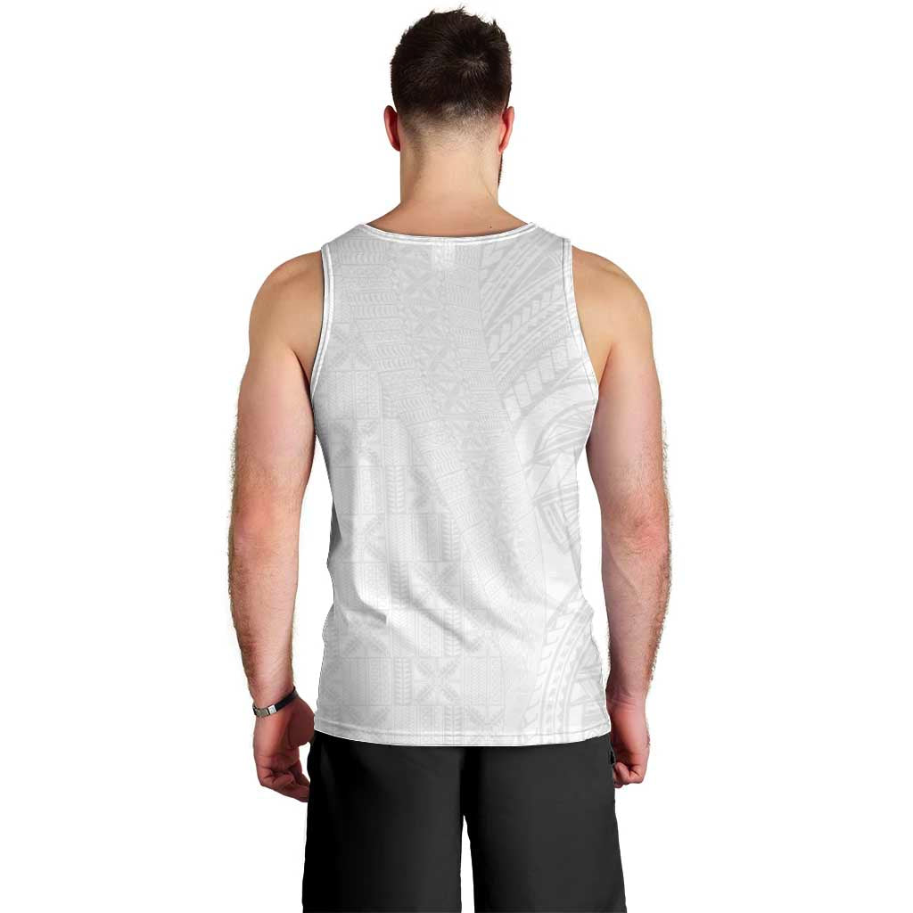 Niue White Sunday Men Tank Top Hiapo Tribal Art Tattoos - Polynesian Pride