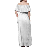 Niue White Sunday Off Shoulder Maxi Dress Hiapo Tribal Art Tattoos - Polynesian Pride