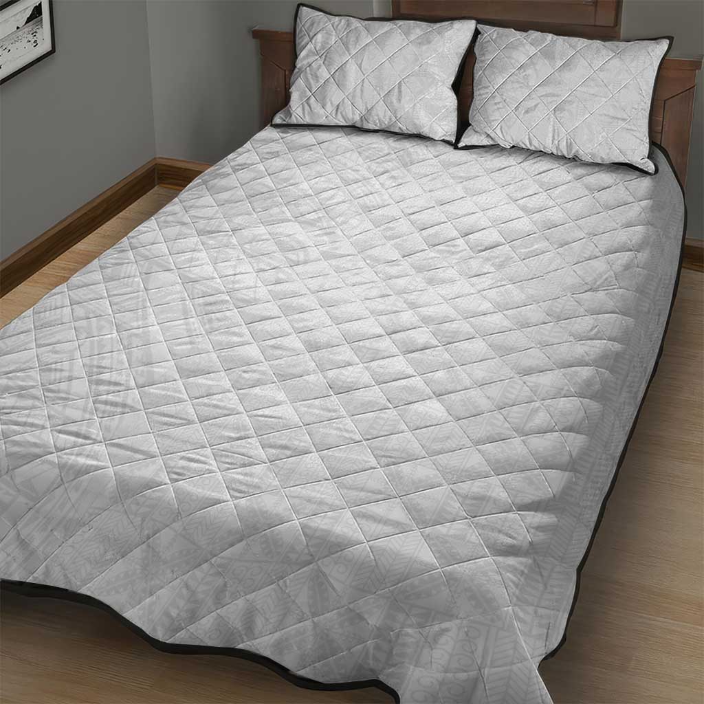 Niue White Sunday Quilt Bed Set Hiapo Tribal Art Tattoos - Polynesian Pride
