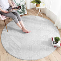 Niue White Sunday Round Carpet Hiapo Tribal Art Tattoos - Polynesian Pride