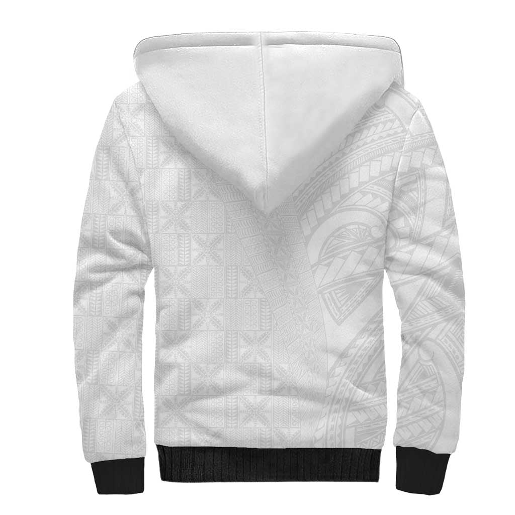 Niue White Sunday Sherpa Hoodie Hiapo Tribal Art Tattoos LT03 - Polynesian Pride