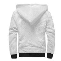 Niue White Sunday Sherpa Hoodie Hiapo Tribal Art Tattoos LT03 - Polynesian Pride