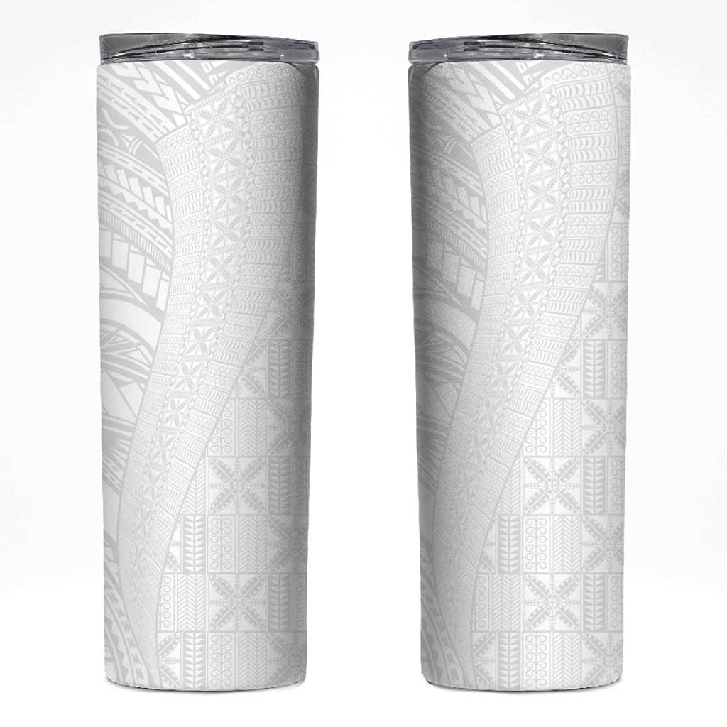 Niue White Sunday Skinny Tumbler Hiapo Tribal Art Tattoos LT03 White - Polynesian Pride