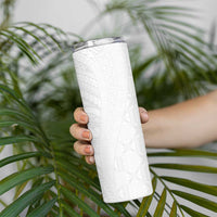 Niue White Sunday Skinny Tumbler Hiapo Tribal Art Tattoos LT03 - Polynesian Pride