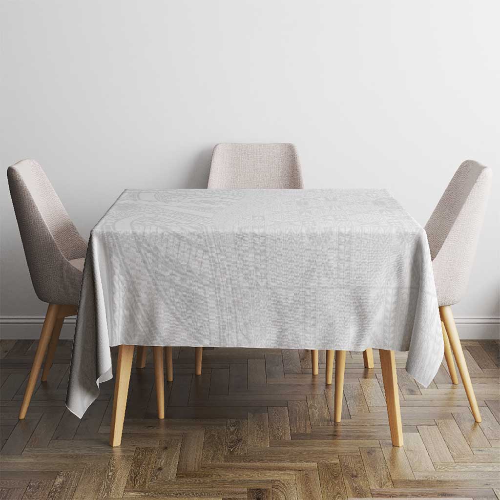 Niue White Sunday Tablecloth Hiapo Tribal Art Tattoos - Polynesian Pride