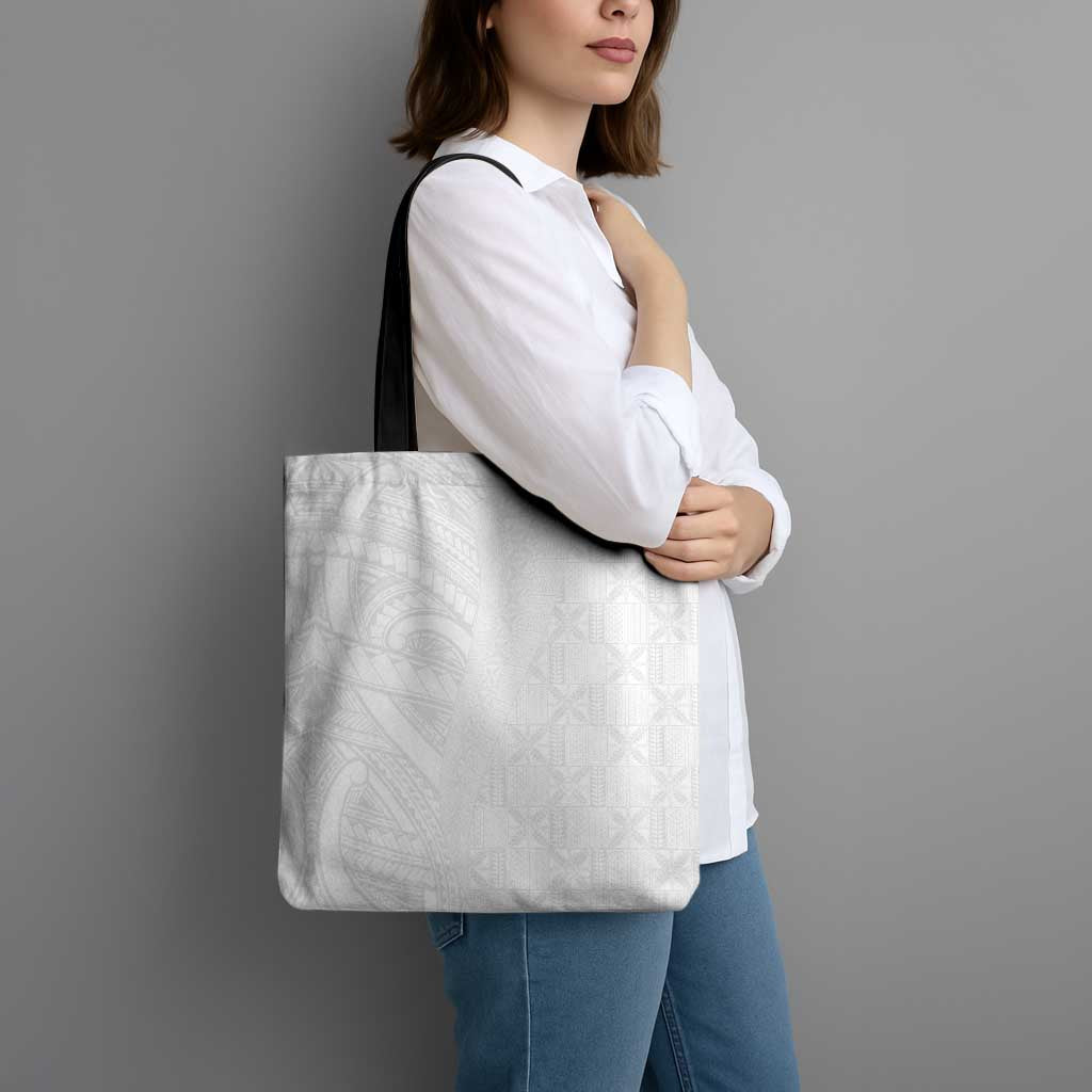 Niue White Sunday Tote Bag Hiapo Tribal Art Tattoos - Polynesian Pride