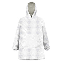 Niue White Sunday Wearable Blanket Hoodie Hiapo Tribal Art Tattoos LT03 One Size White - Polynesian Pride