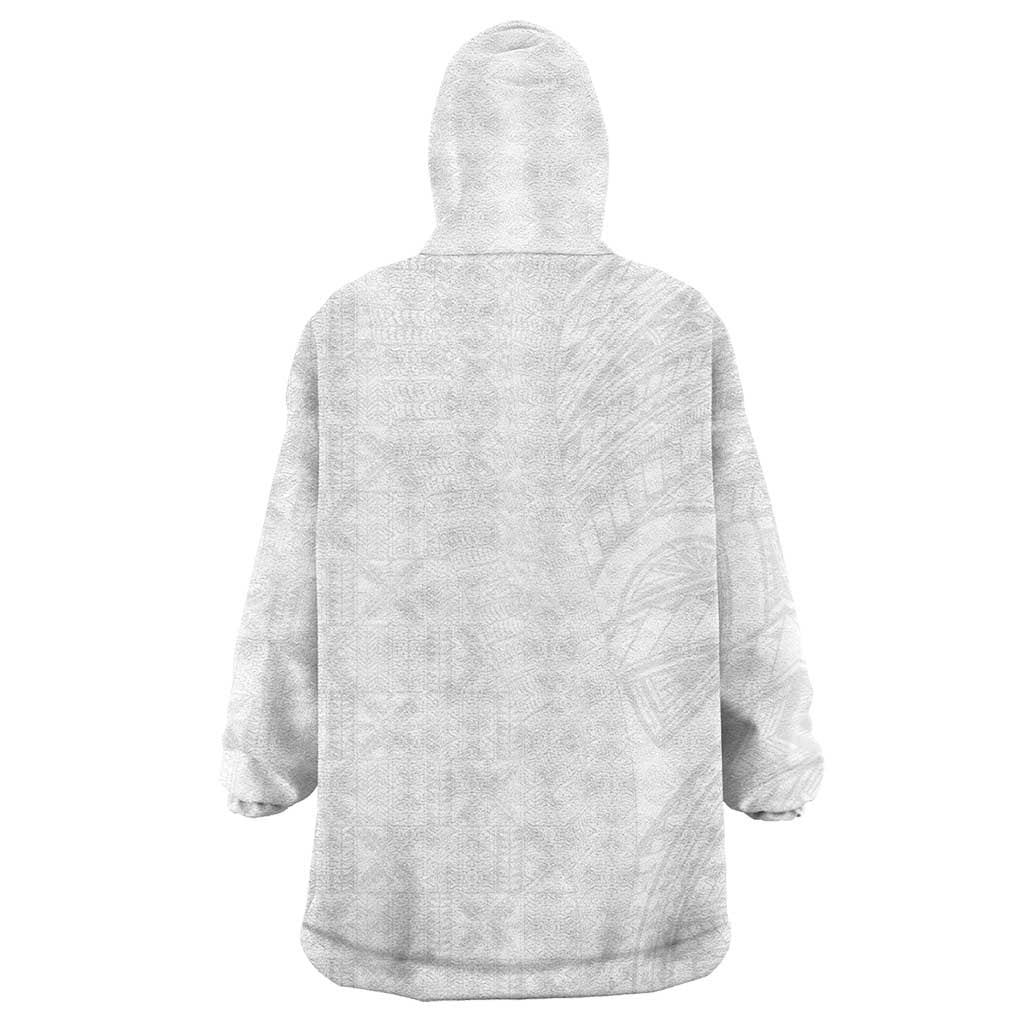 Niue White Sunday Wearable Blanket Hoodie Hiapo Tribal Art Tattoos LT03 - Polynesian Pride