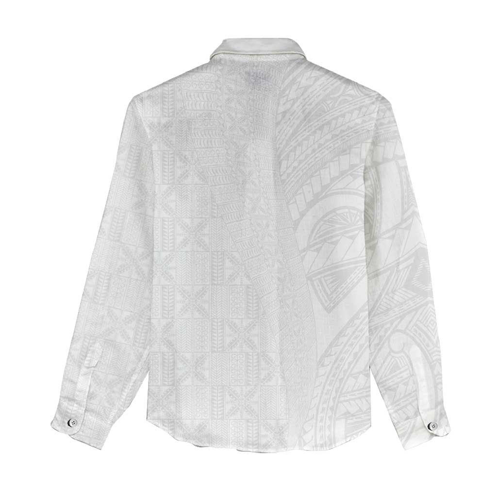 Niue White Sunday Women Casual Shirt Hiapo Tribal Art Tattoos LT03 - Polynesian Pride