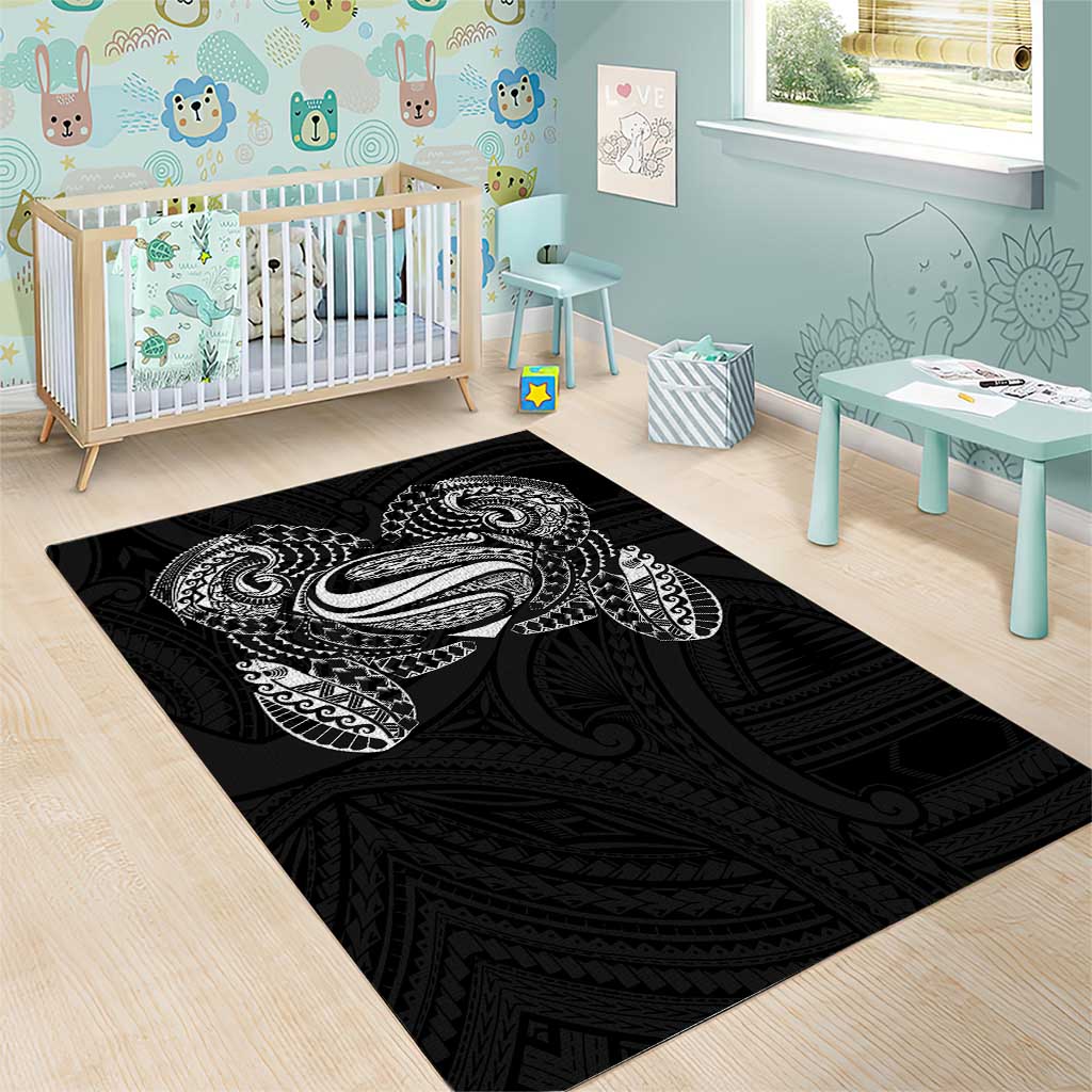 Super Samoan Traditional Tribal Art Tattoos Area Rug Black Color - Polynesian Pride