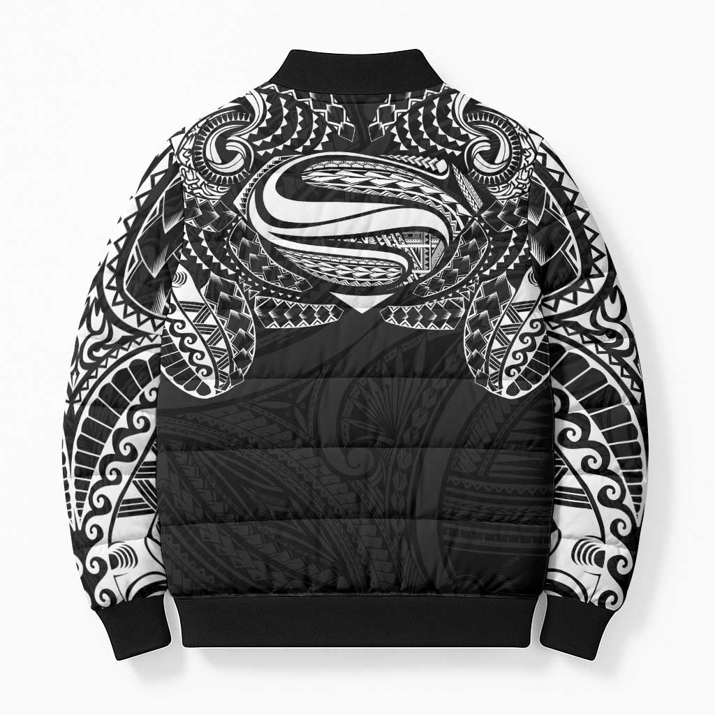 Super Samoan Traditional Tribal Art Tattoos Bomber Puffer Jacket Black Color LT03 - Polynesian Pride