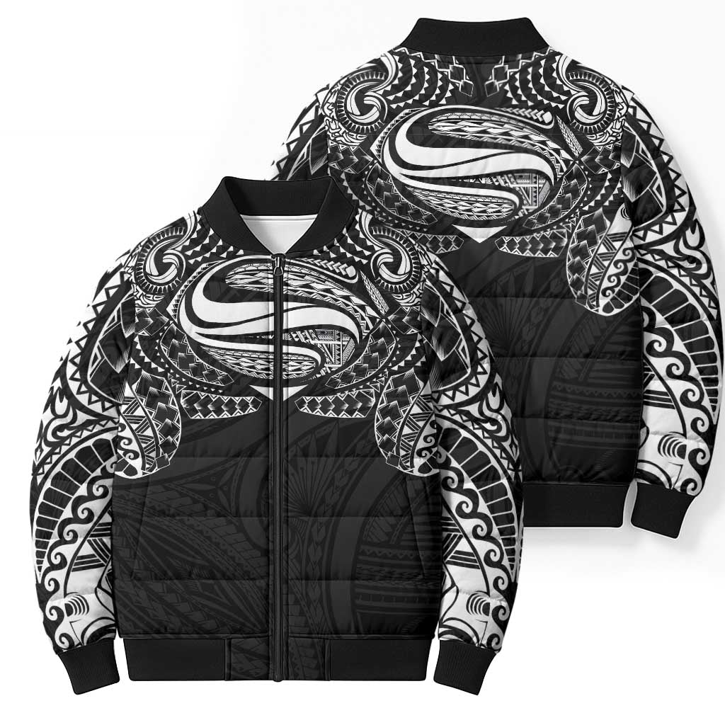 Super Samoan Traditional Tribal Art Tattoos Bomber Puffer Jacket Black Color LT03 - Polynesian Pride