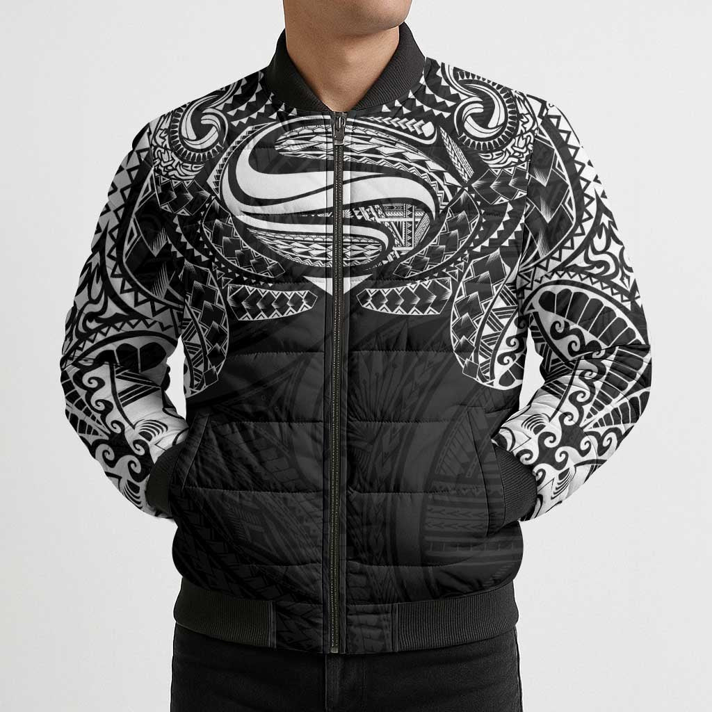 Super Samoan Traditional Tribal Art Tattoos Bomber Puffer Jacket Black Color LT03 - Polynesian Pride