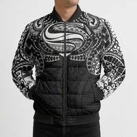 Super Samoan Traditional Tribal Art Tattoos Bomber Puffer Jacket Black Color LT03 - Polynesian Pride