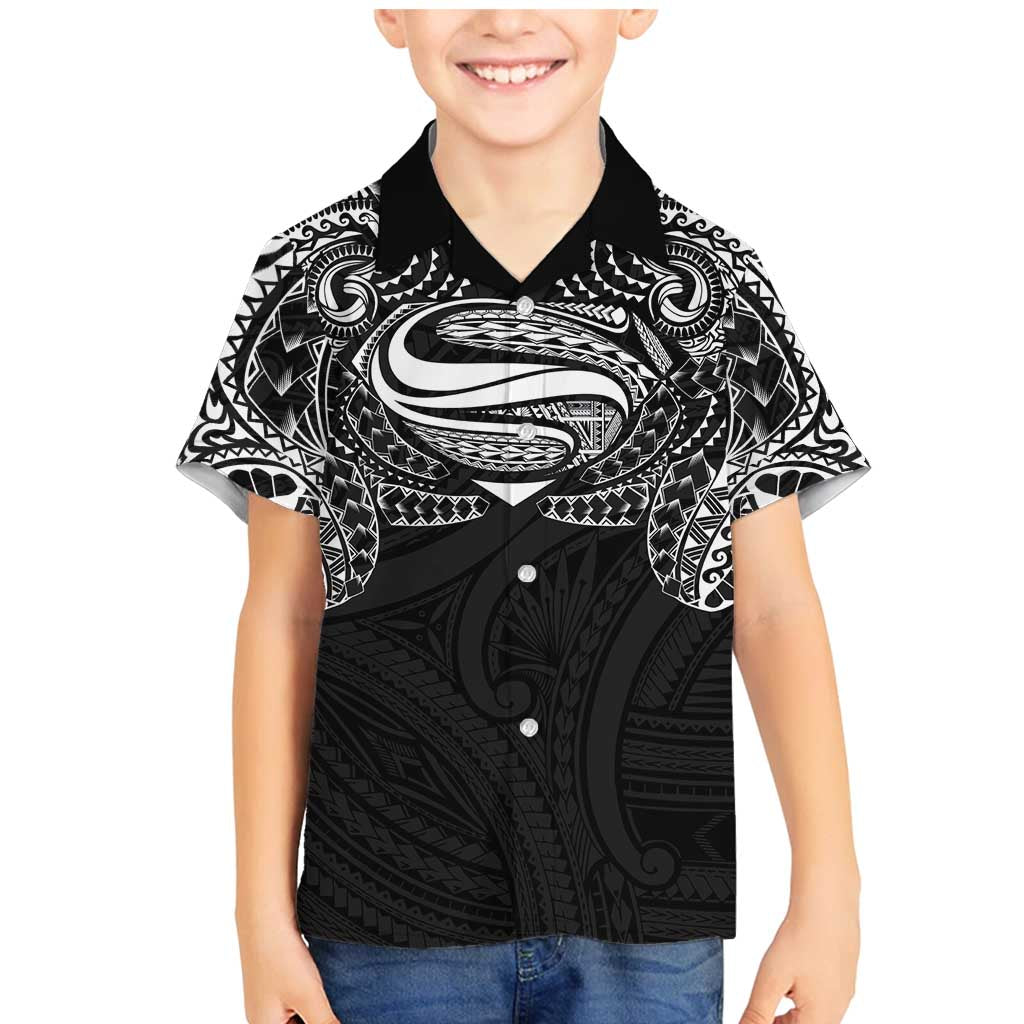 Super Samoan Traditional Tribal Art Tattoos Family Matching Mermaid Dress and Hawaiian Shirt Black Color LT03 Son's Shirt Black - Polynesian Pride