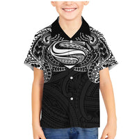 Super Samoan Traditional Tribal Art Tattoos Family Matching Mermaid Dress and Hawaiian Shirt Black Color LT03 Son's Shirt Black - Polynesian Pride
