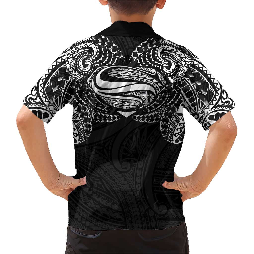 Super Samoan Traditional Tribal Art Tattoos Family Matching Short Sleeve Bodycon Dress and Hawaiian Shirt Black Color LT03 - Polynesian Pride