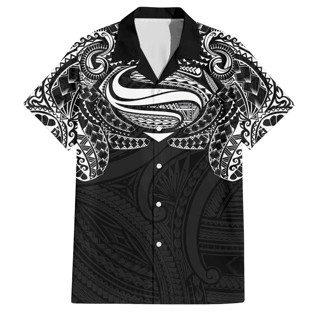 Super Samoan Traditional Tribal Art Tattoos Family Matching Short Sleeve Bodycon Dress and Hawaiian Shirt Black Color LT03 Dad's Shirt - Short Sleeve Black - Polynesian Pride