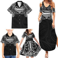 Super Samoan Traditional Tribal Art Tattoos Family Matching Summer Maxi Dress and Hawaiian Shirt Black Color LT03 - Polynesian Pride