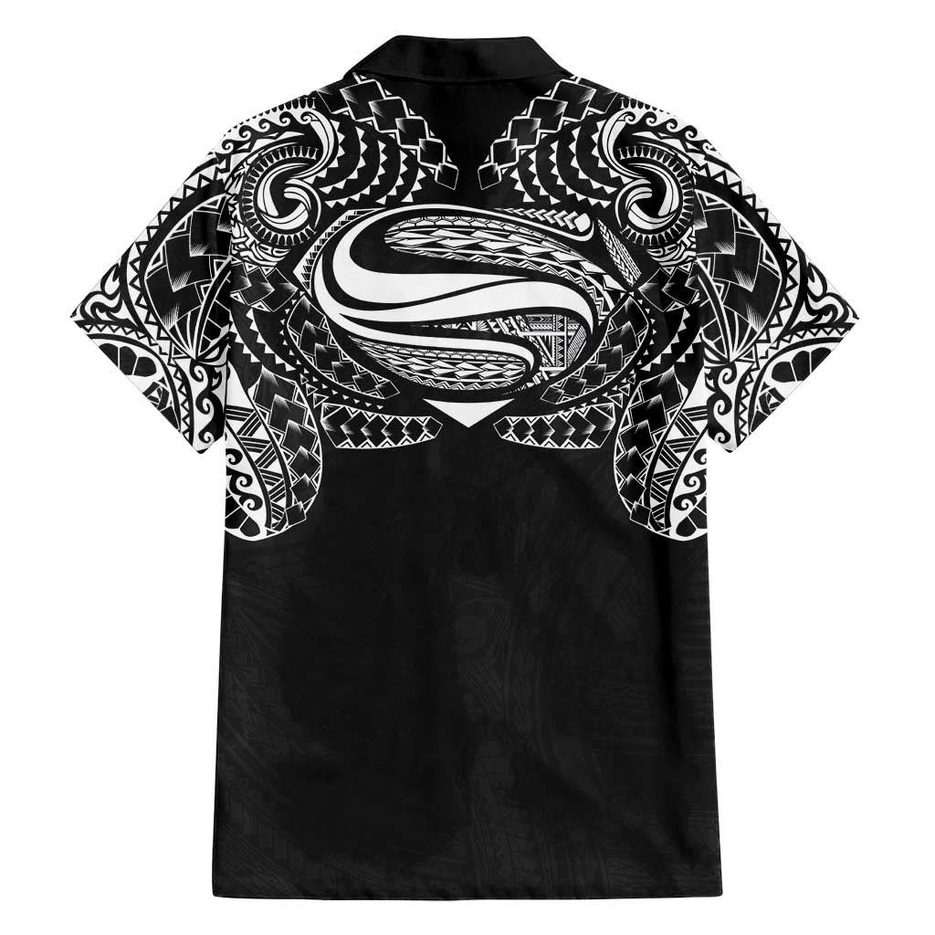 Super Samoan Traditional Tribal Art Tattoos Family Matching Tank Maxi Dress and Hawaiian Shirt Black Color LT03 - Polynesian Pride
