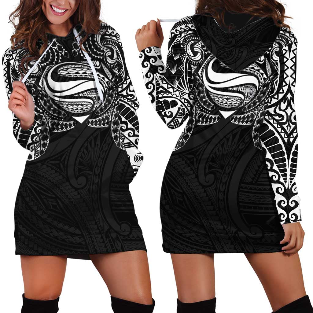 Super Samoan Traditional Tribal Art Tattoos Hoodie Dress Black Color LT03 - Polynesian Pride