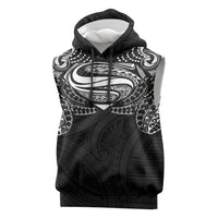 Super Samoan Traditional Tribal Art Tattoos Sleeveless Hoodie Black Color LT03 Black - Polynesian Pride