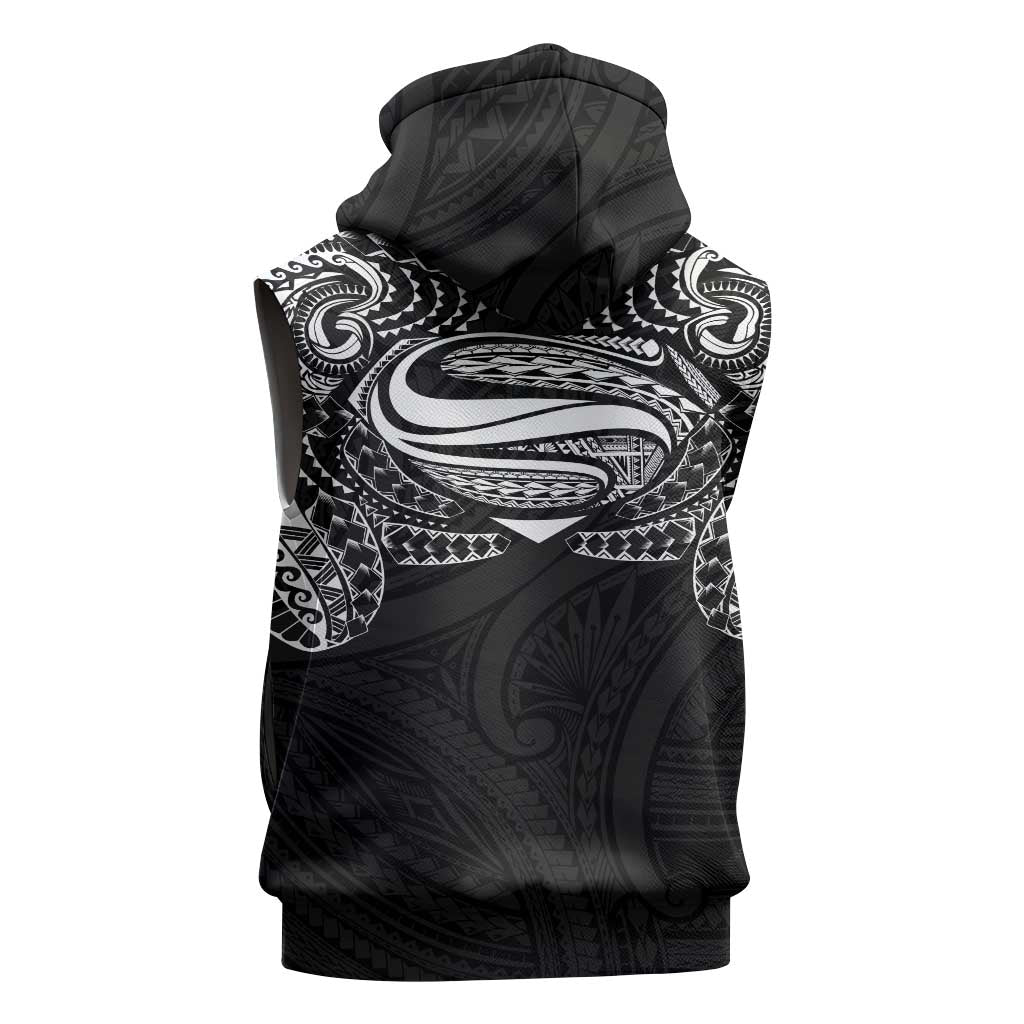 Super Samoan Traditional Tribal Art Tattoos Sleeveless Hoodie Black Color LT03 - Polynesian Pride
