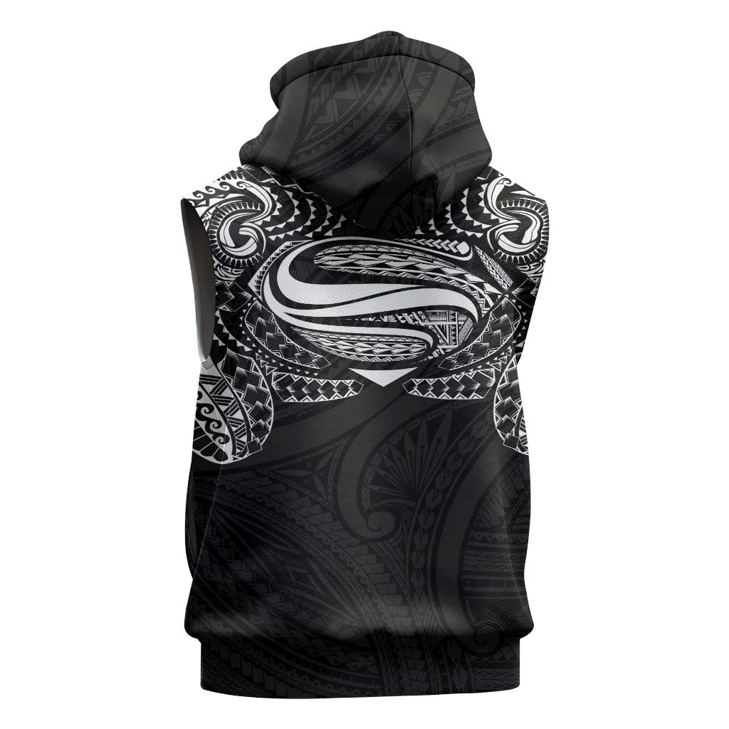 Super Samoan Traditional Tribal Art Tattoos Sleeveless Zip Hoodie Black Color LT03 - Polynesian Pride