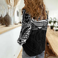 Super Samoan Traditional Tribal Art Tattoos Women Casual Shirt Black Color LT03 - Polynesian Pride