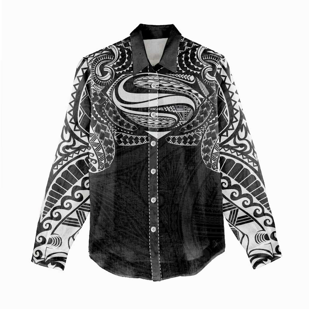Super Samoan Traditional Tribal Art Tattoos Women Casual Shirt Black Color LT03 - Polynesian Pride
