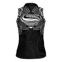 Super Samoan Traditional Tribal Art Tattoos Women Sleeveless Polo Shirt Black Color LT03 - Polynesian Pride