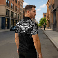 Super Samoan Traditional Tribal Art Tattoos Zipper Polo Shirt Black Color LT03 - Polynesian Pride