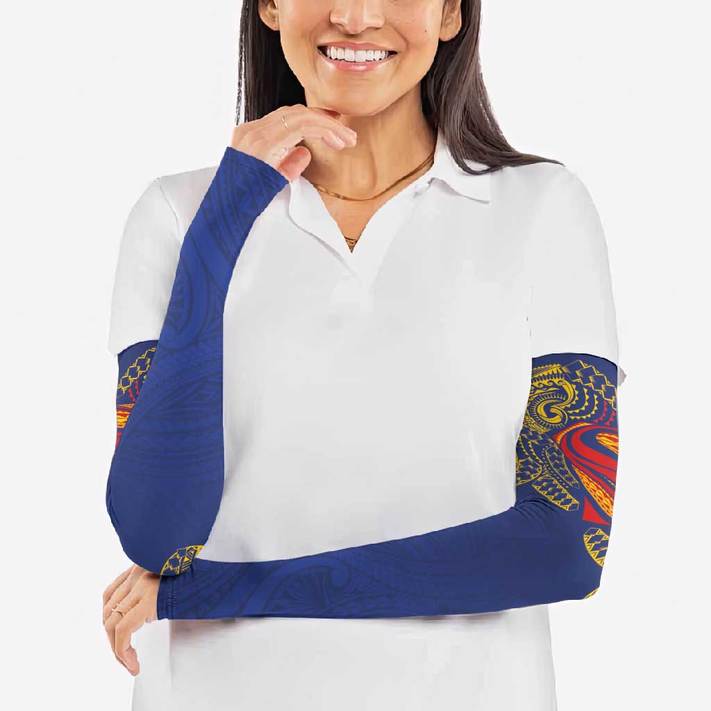 Super Samoan Traditional Tribal Art Tattoos Arm Sleeves Blue Color - Polynesian Pride