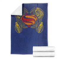 Super Samoan Traditional Tribal Art Tattoos Blanket Blue Color - Polynesian Pride