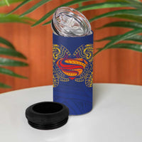 Super Samoan Traditional Tribal Art Tattoos 4 in 1 Can Cooler Tumbler Blue Color LT03 - Polynesian Pride